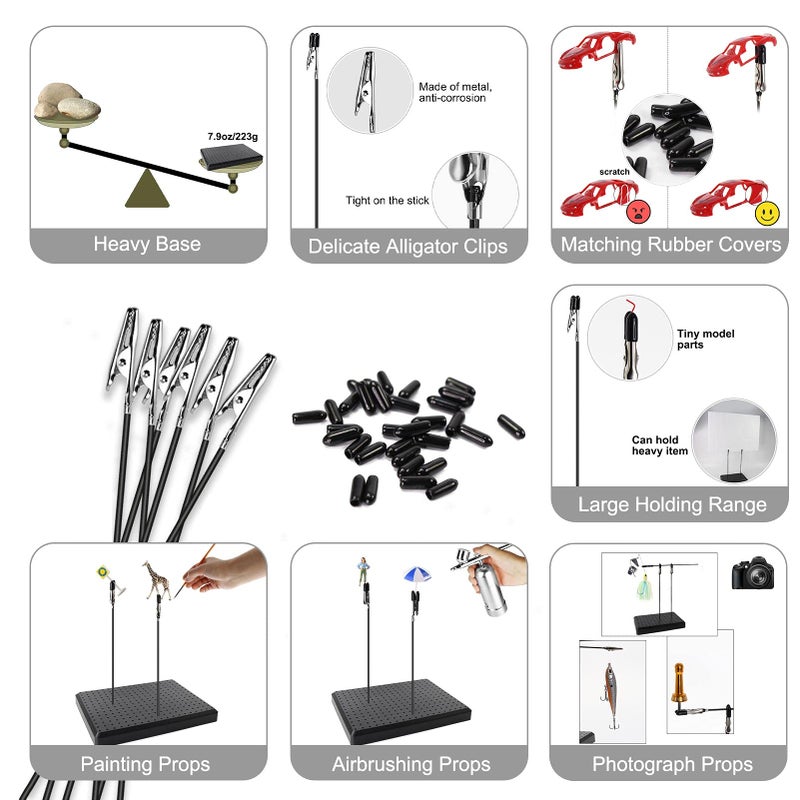 Evemodel GJJC19B Painting Stand Big Base 14 x 19 Holes and 20pcs Alligator Clip Stick Set Modeling Tools for Airbrush Hobby Model Parts New - Image 3